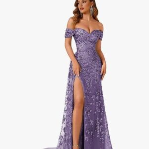 Elegant Purple Floral Women's Dress